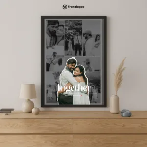 Custom couple photo frame with Together theme and romantic photo collage