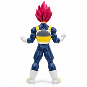 Full-body character figure with red/pink hair, blue outfit and white boots