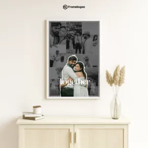 Custom Couple Photo Frame – Together Theme | Black Frame | Personalized Wall Photo Frame
